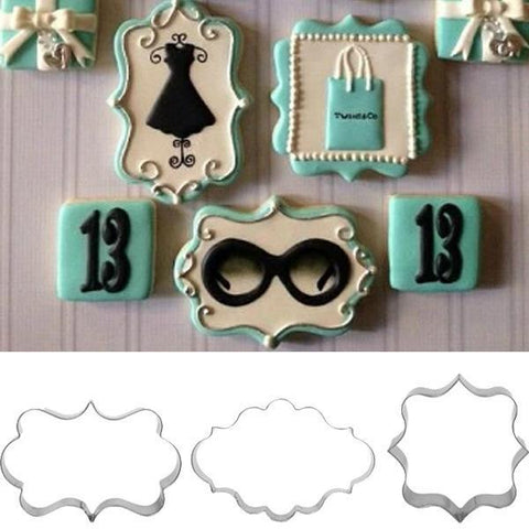 3D 3pcs/set Kitchen Cake Mould Blessing Frame Wedding Stainless Steel-kitchen-Pocket Outdoor-Pocket Outdoor