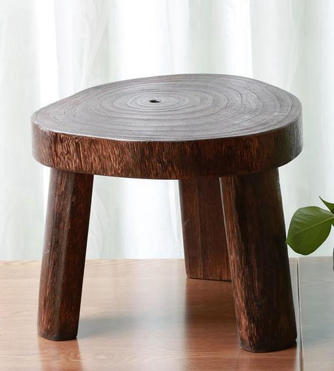 Japanese Antique Wooden Round Stool-furniture-Pocket Outdoor-Pocket Outdoor