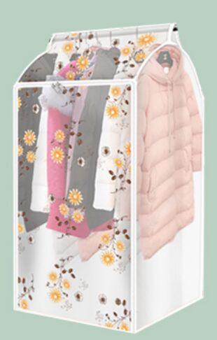 Transparent big Dust-proof clothes bag for wardrobe-storage organizer-Pocket Outdoor-yellow flower-80 x 50 x 54-Pocket Outdoor