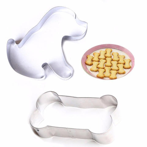 3D 2pcs/set Metal Dog & Bone Fondant Dog Cake Mold Stainless Steel-kitchen-Pocket Outdoor-Pocket Outdoor