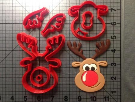 Custom Made 3D Printed Cookie Cutters Rudolph the Reindeer Cookie Cutters-kitchen-Pocket Outdoor-reindeer 2 inch-Pocket Outdoor