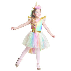 Girl's Rainbow Unicorn Costume-PocketOutdoor-PocketOutdoor