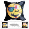 Reversible Emoji Sequin Mermaid Pillow Cover-Emoji-Pocket Outdoor-Flowers smiling face-Pocket Outdoor