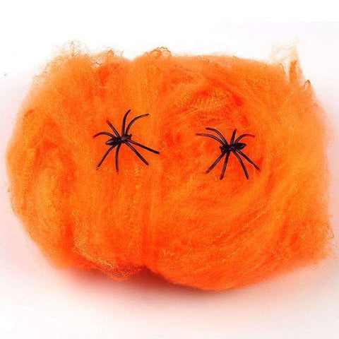 Stretchy Spider Web With Spider for Halloween Party Decoration-Spider web-Pocket Outdoor-Orange-Pocket Outdoor